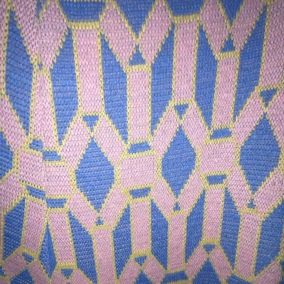 Zara Sweater Pants Jacquard Knit Geometric Pink Blue Flare Pants Size Small Boho - Picture 3 of 5